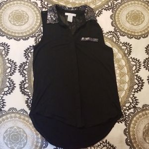 Sleeveless Silver Sequin Accented Top